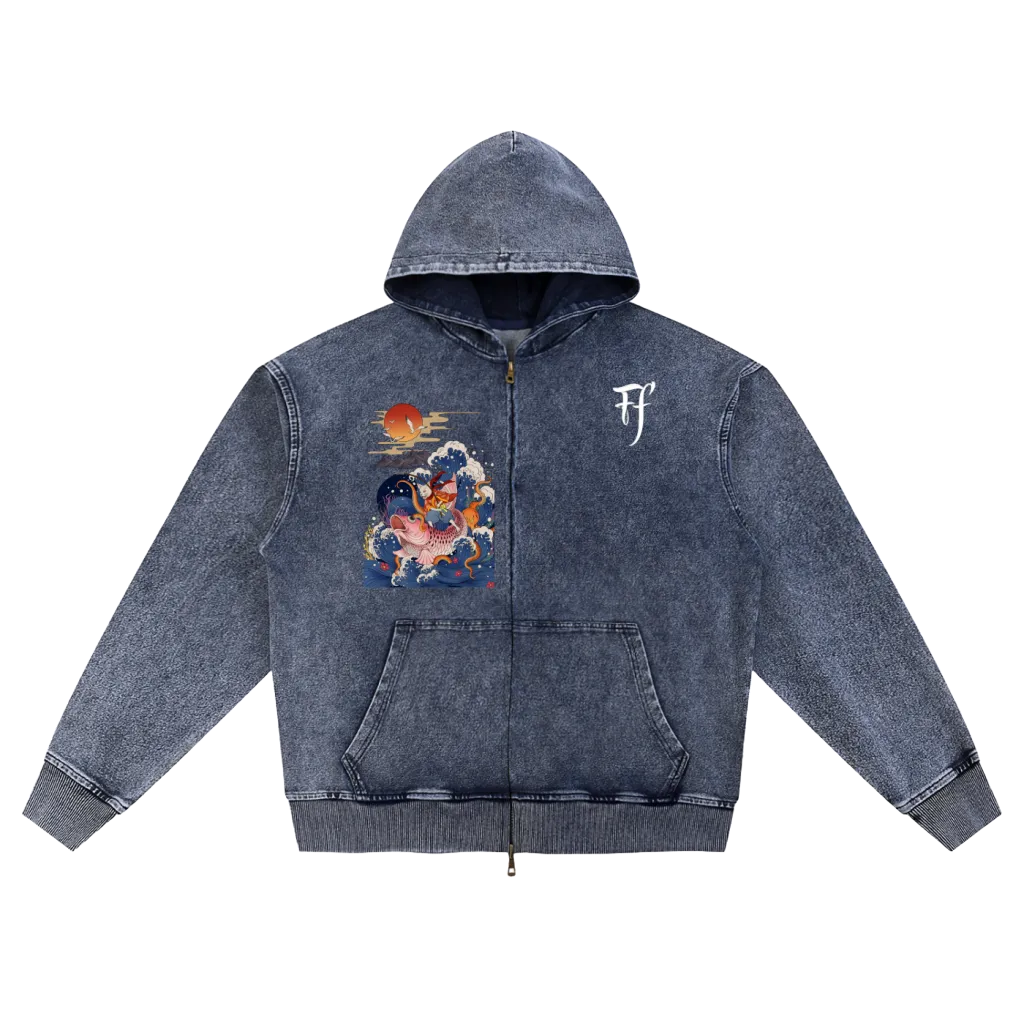 FOREVER FAVOURED — Snow Wash Zip-Up Hoodie